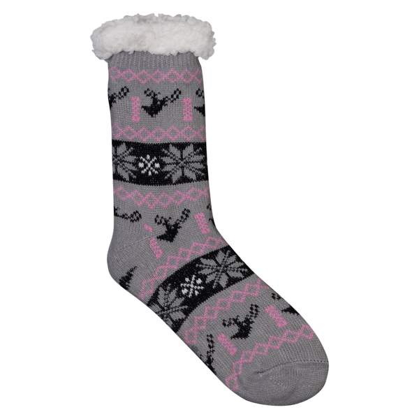 Anyway Dame Strømper m. fleece - Grå m. Pink