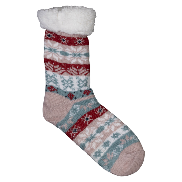 Anyway Dame Strømper m. fleece - Lyserød m. Blå/Grøn