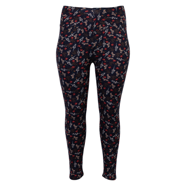Anyway Dame Termoleggings m. fleece - Navy med print